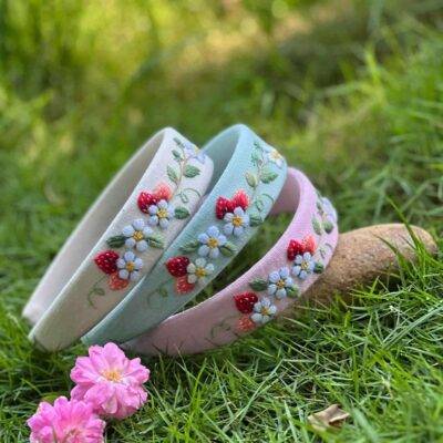 Strawberry Embroidered Headband