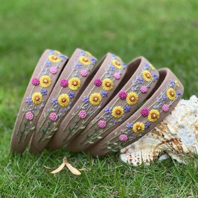 Floral Embroidered Headband for Women, Handmade Hair Accessory, Comfortable Wide Headband, Boho Hair Band, Gift for Her